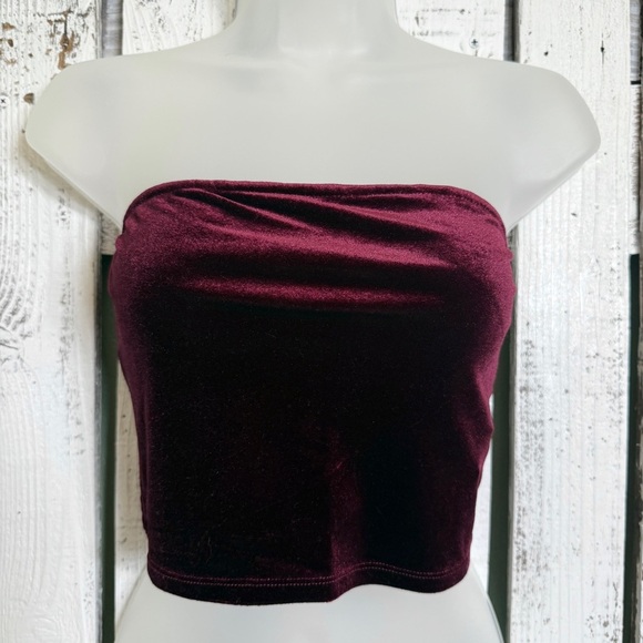 Forever 21 Velvet Gothic Tube Top Burgundy Jr Size Medium No Slip Vamp Goth Glam - Picture 1 of 10